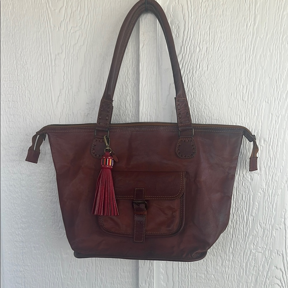 Noonday Collection Elegant Brown Leather Tote Bag